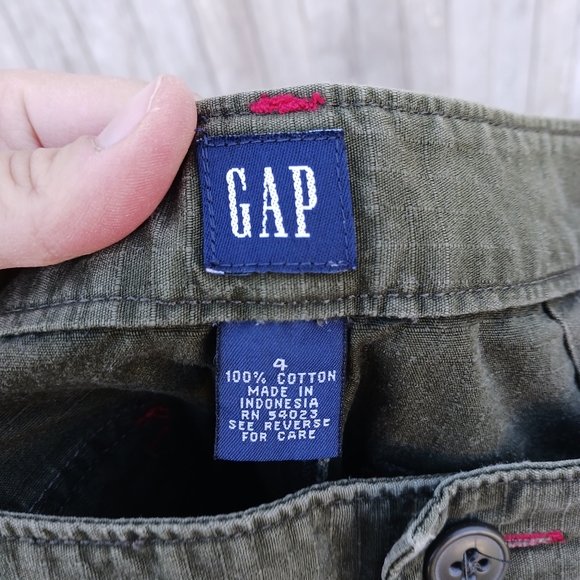 Gap Womens Sz 4 Rip Stop Mid Rise Army Green Outdoor Crop Pants Button Fly - Picture 6 of 6
